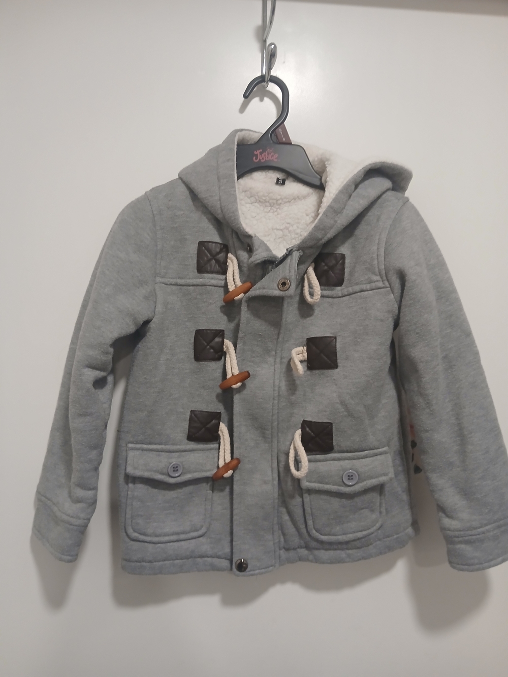 Source Unknown Gray Kids Hooded Toggle Pea Coat